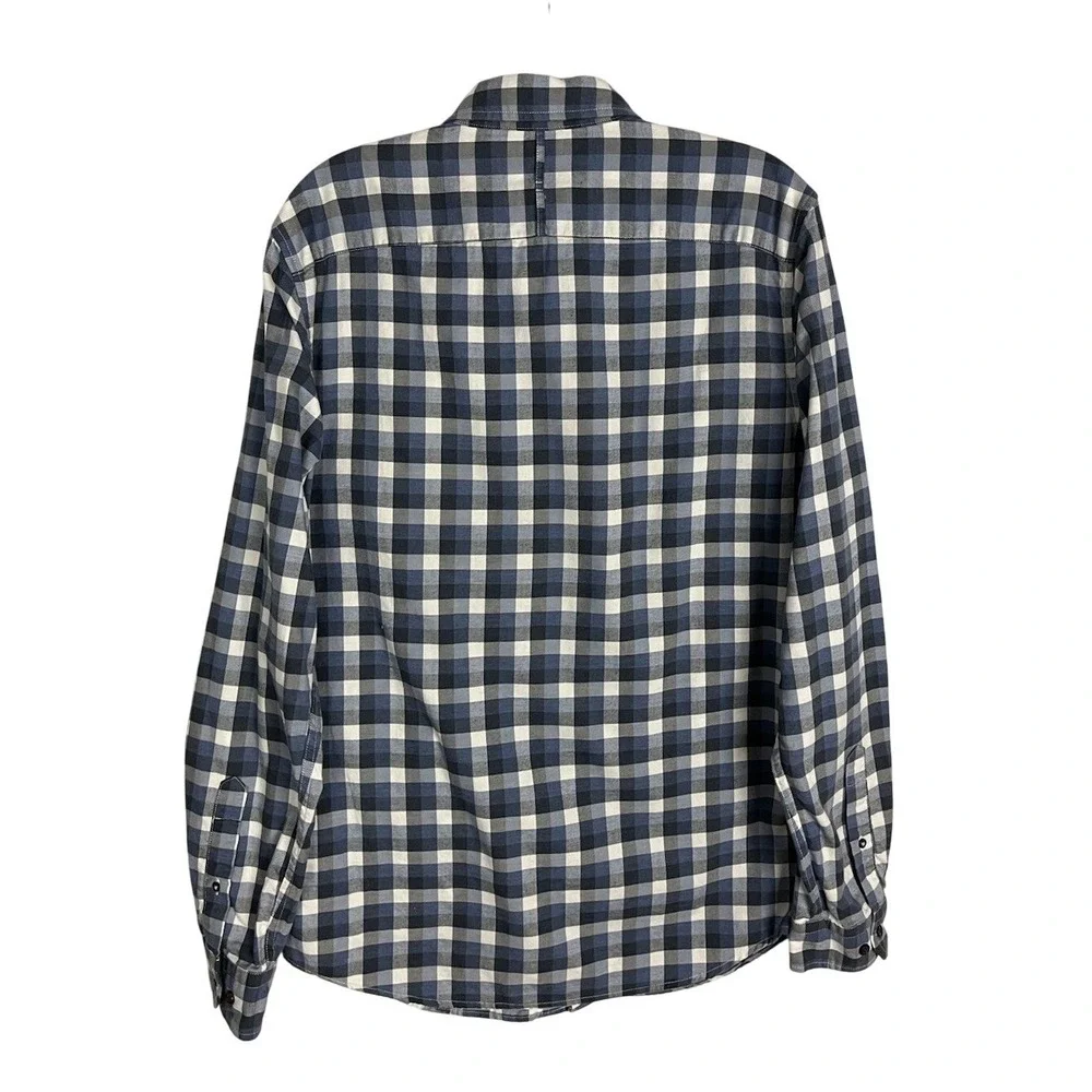 Banana Republic Luxe Flannel Slim‎ Fit Shirt Button Up Tall Mens M Blue Cotton